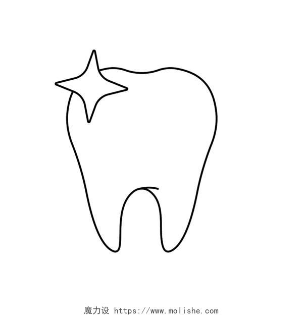 牙齿简笔画卡通牙齿元素